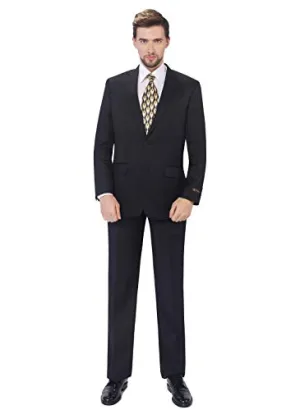 P&L Men's Suits 2-Piece Classic Fit Single Breasted 2 Buttons Blazer & Trousers Suit Black