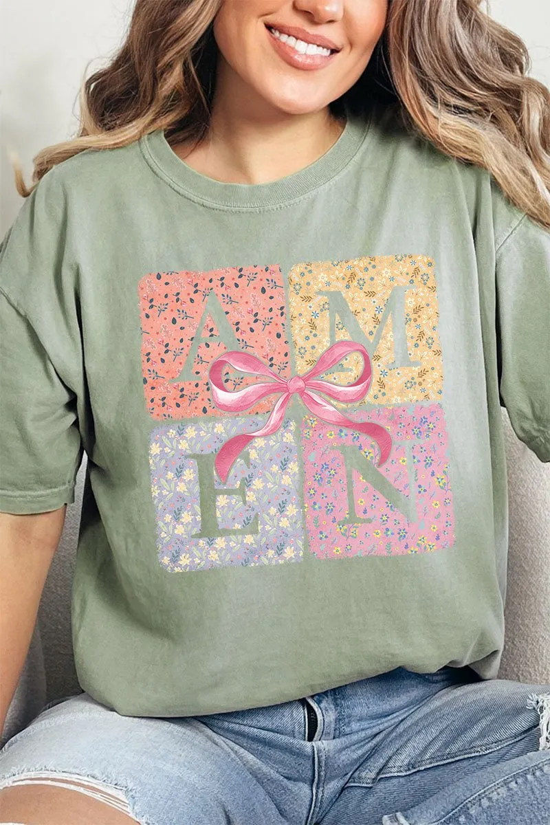 Patchwork Floral Amen Comfort Colors Adult Ring-Spun Cotton Tee