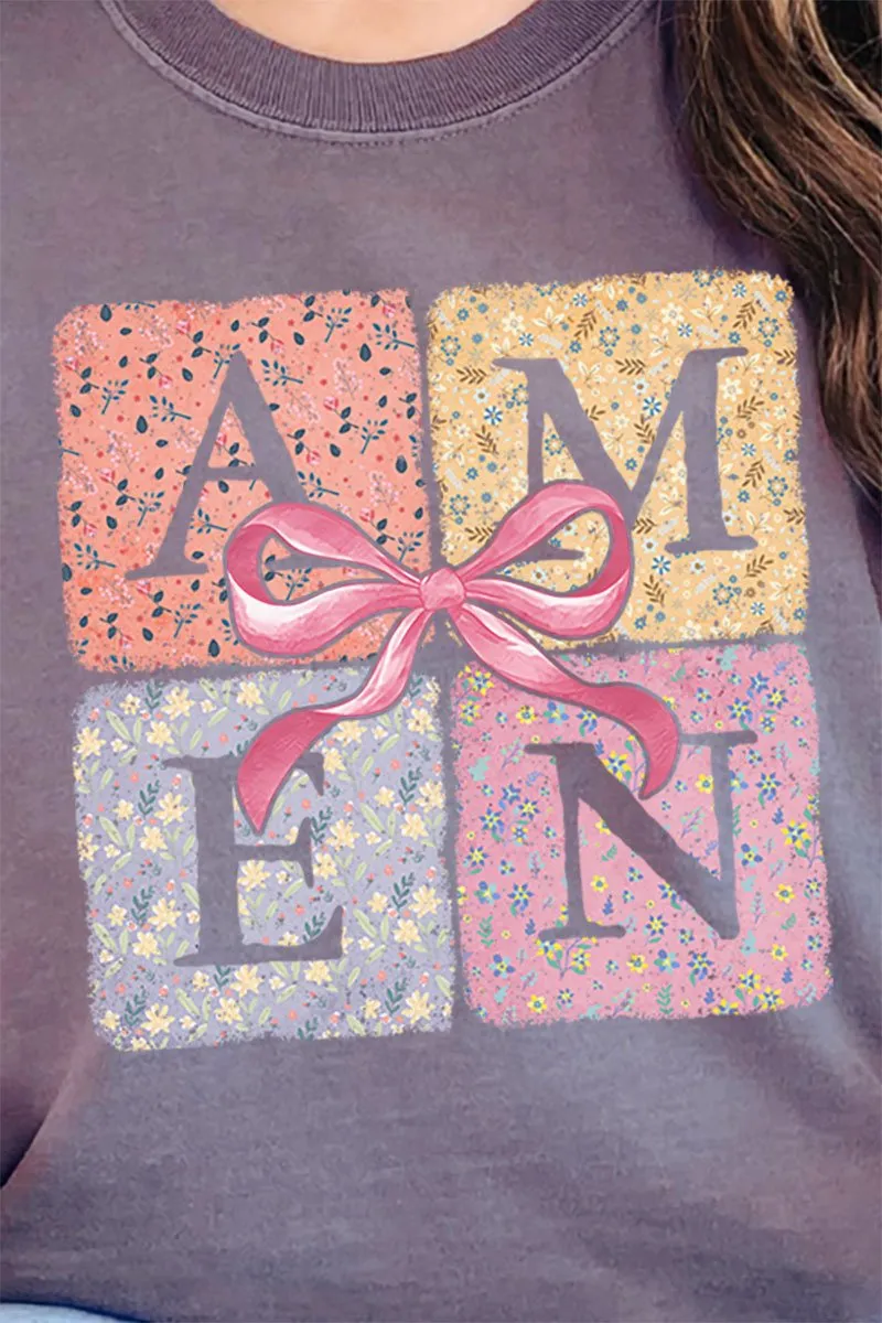 Patchwork Floral Amen Comfort Colors Adult Ring-Spun Cotton Tee