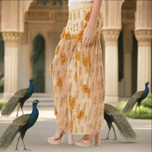Peacock Inspired Hand Beaded Pants