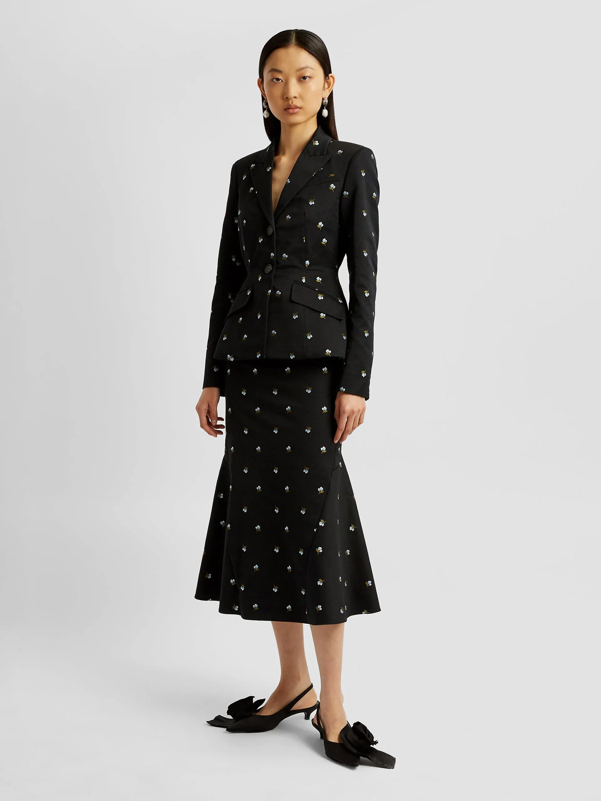Pencil fit-flare skirt