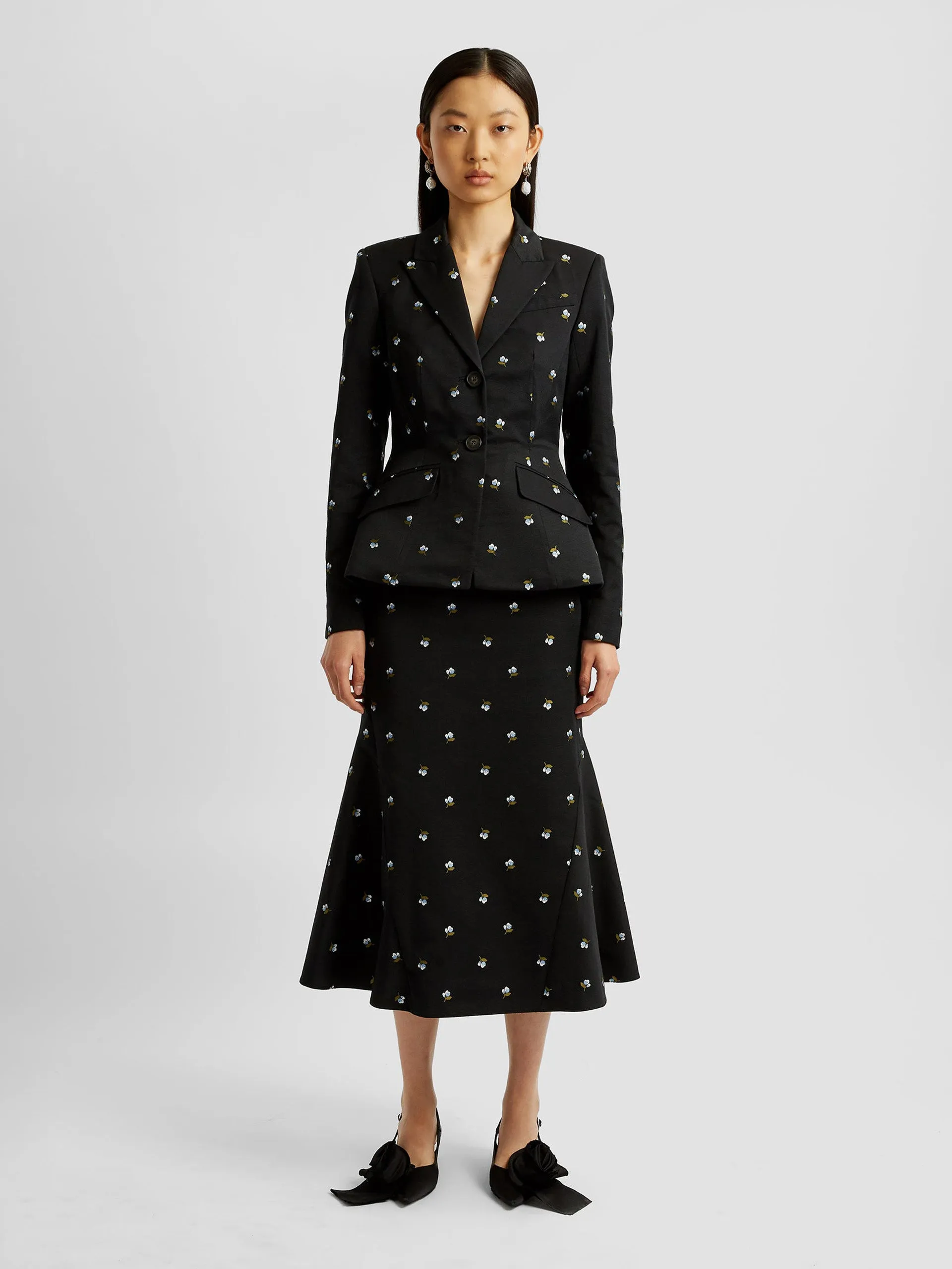 Pencil fit-flare skirt