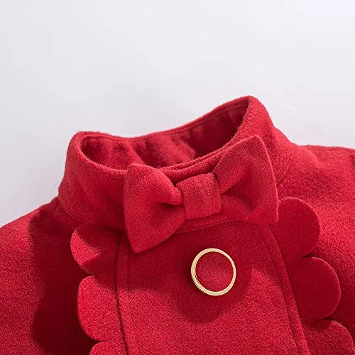 Pettigirl Girls Elegant Winter Red Trench Outerwear Overcoat Outfit Toddler Stylish Casual Warm Coat Fall