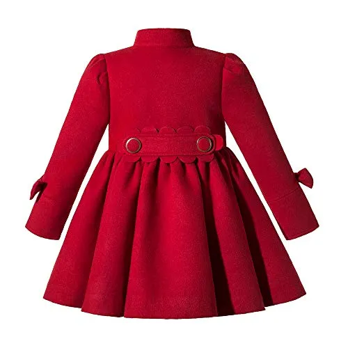 Pettigirl Girls Elegant Winter Red Trench Outerwear Overcoat Outfit Toddler Stylish Casual Warm Coat Fall