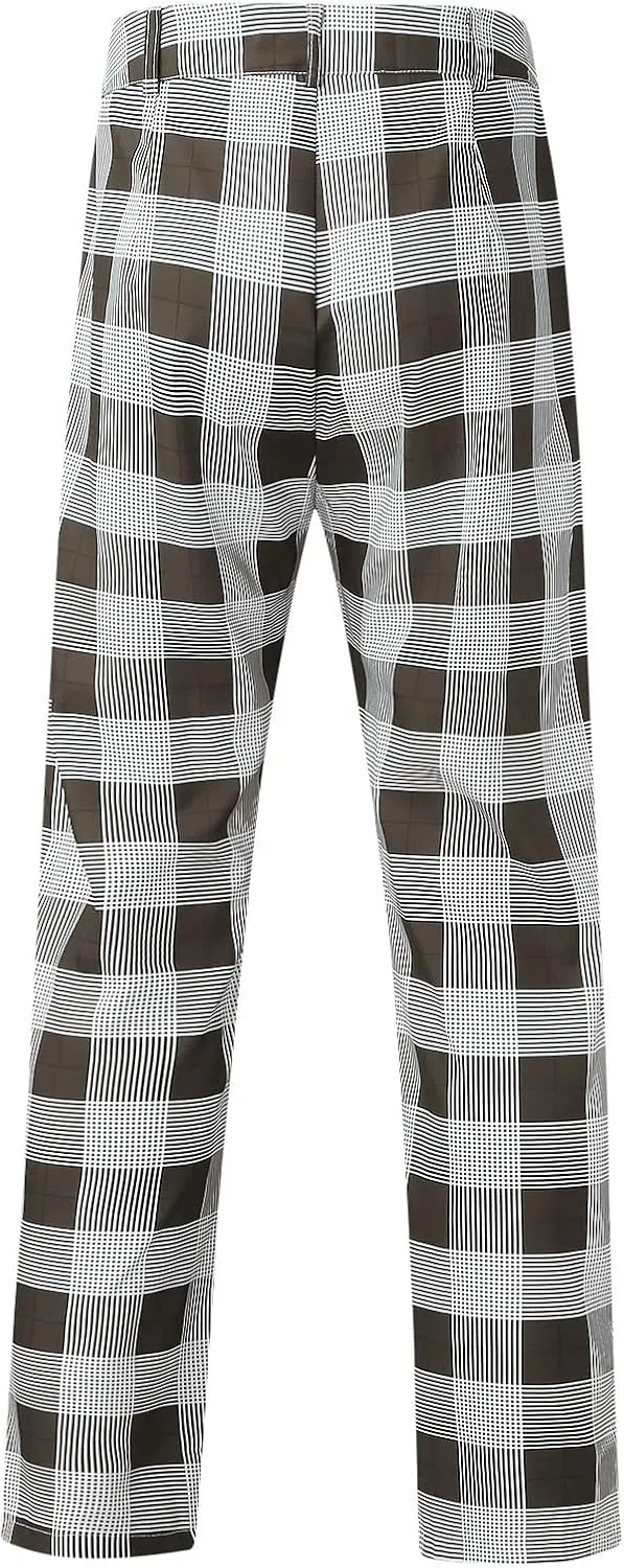 Plaid Slim Fit Dress Pants for Men Tapered Golf Skinny Stretch Chino Pants Mens Casual Slacks Suit Mens Chinos Pants