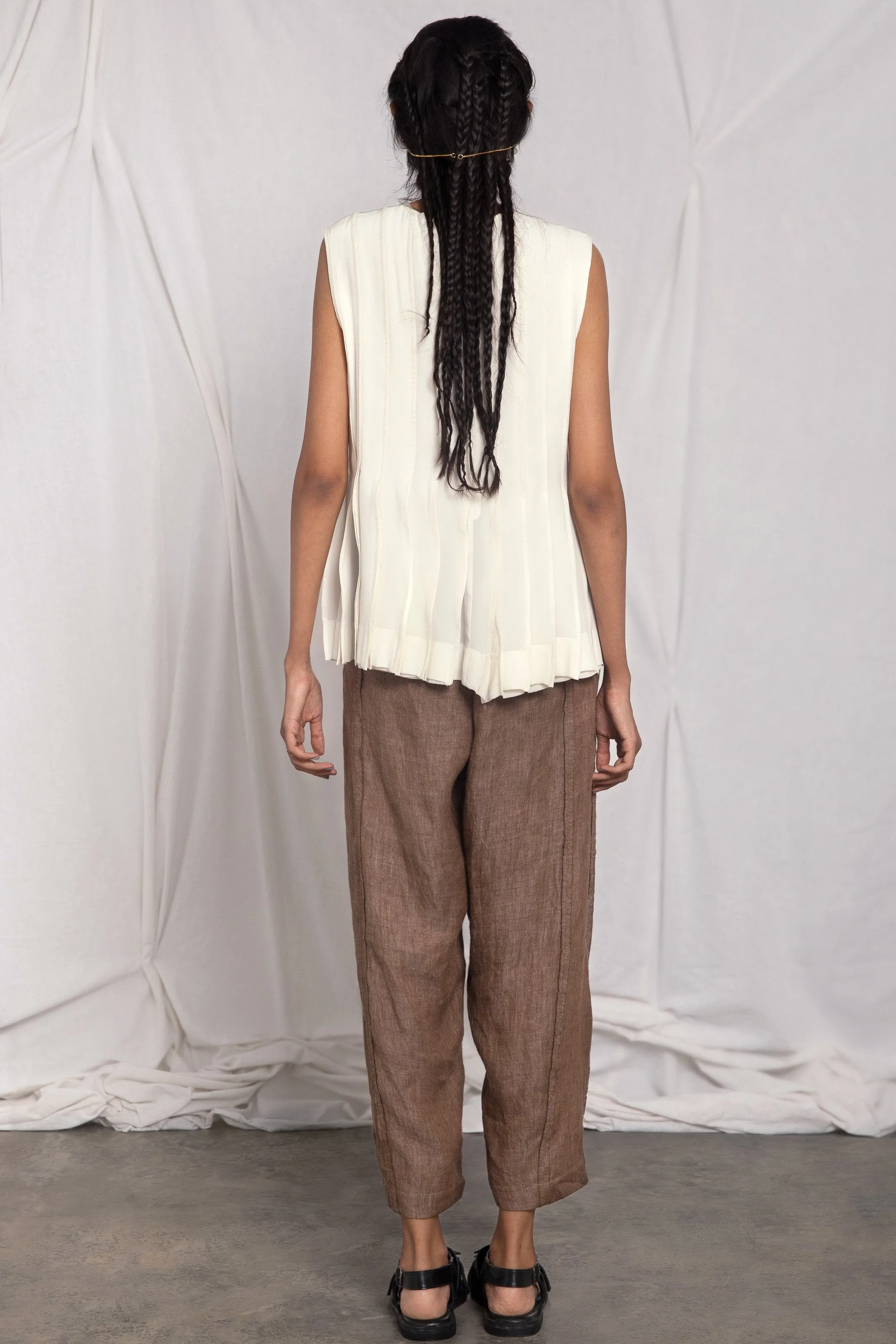 Pleated silk top