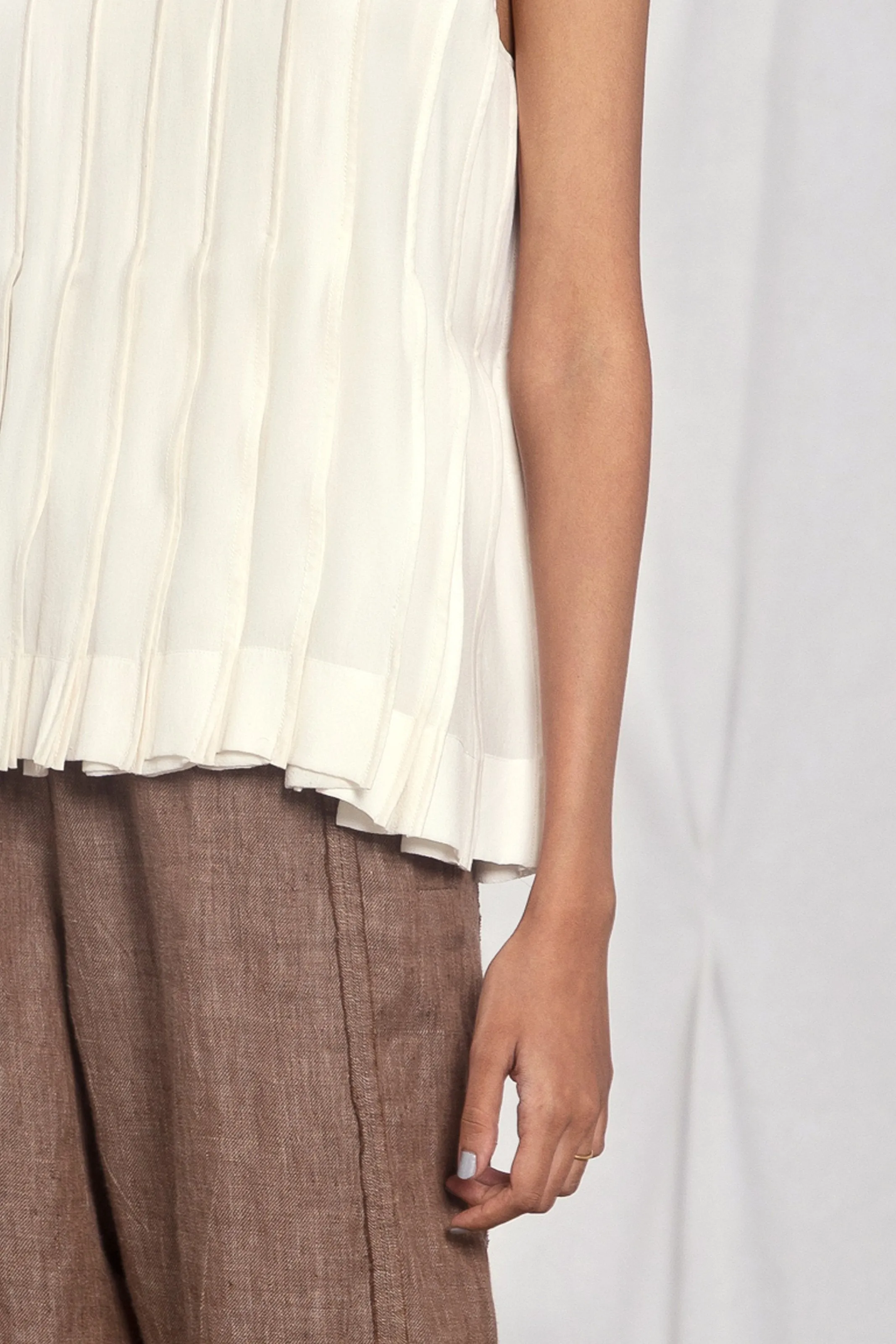 Pleated silk top