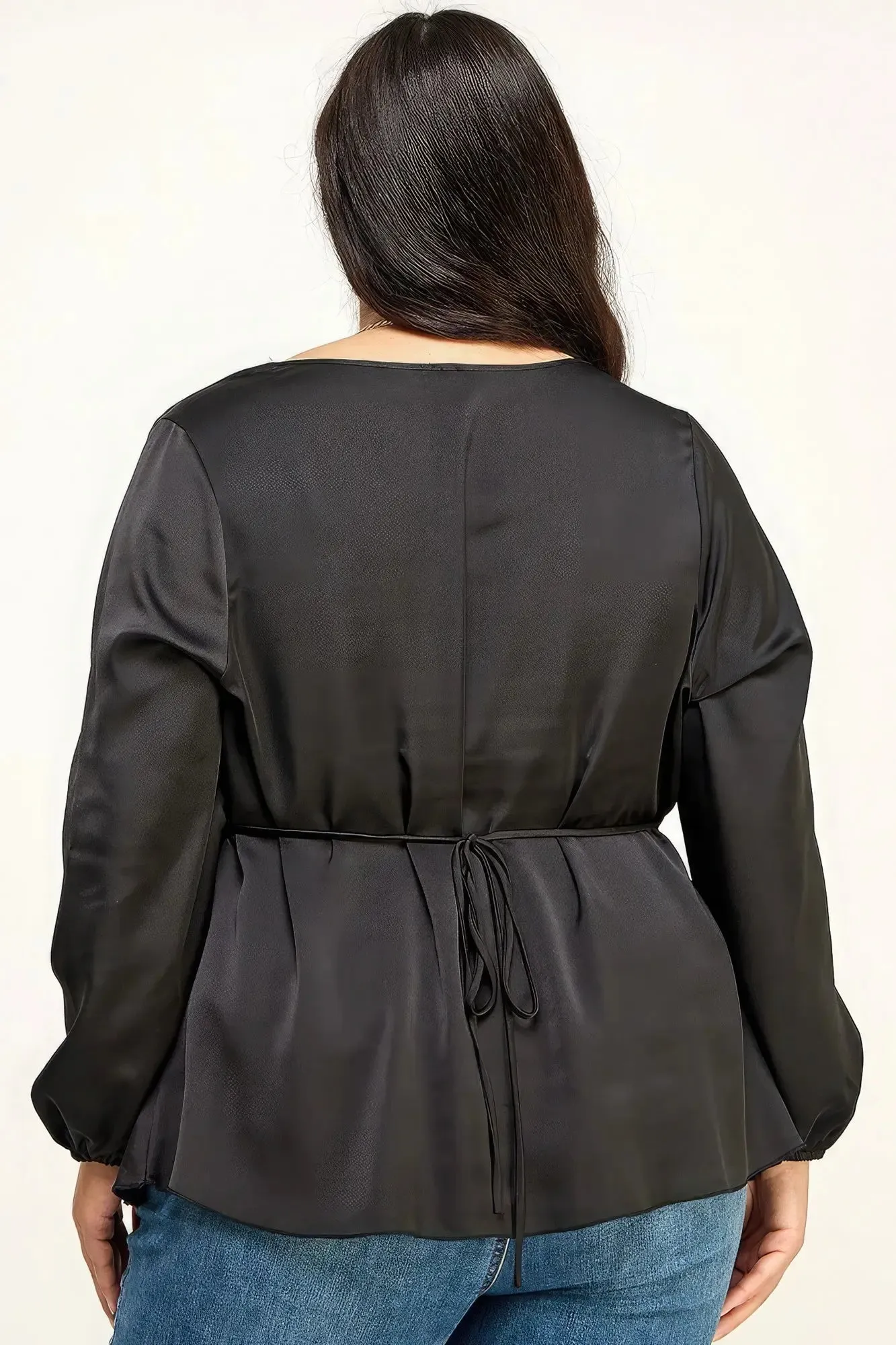 Plus Size Satin Babydoll Blouse  Elegance Redefined