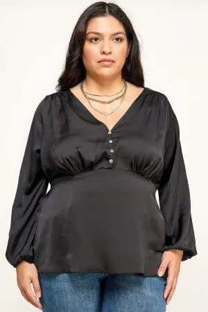 Plus Size Satin Babydoll Blouse  Elegance Redefined