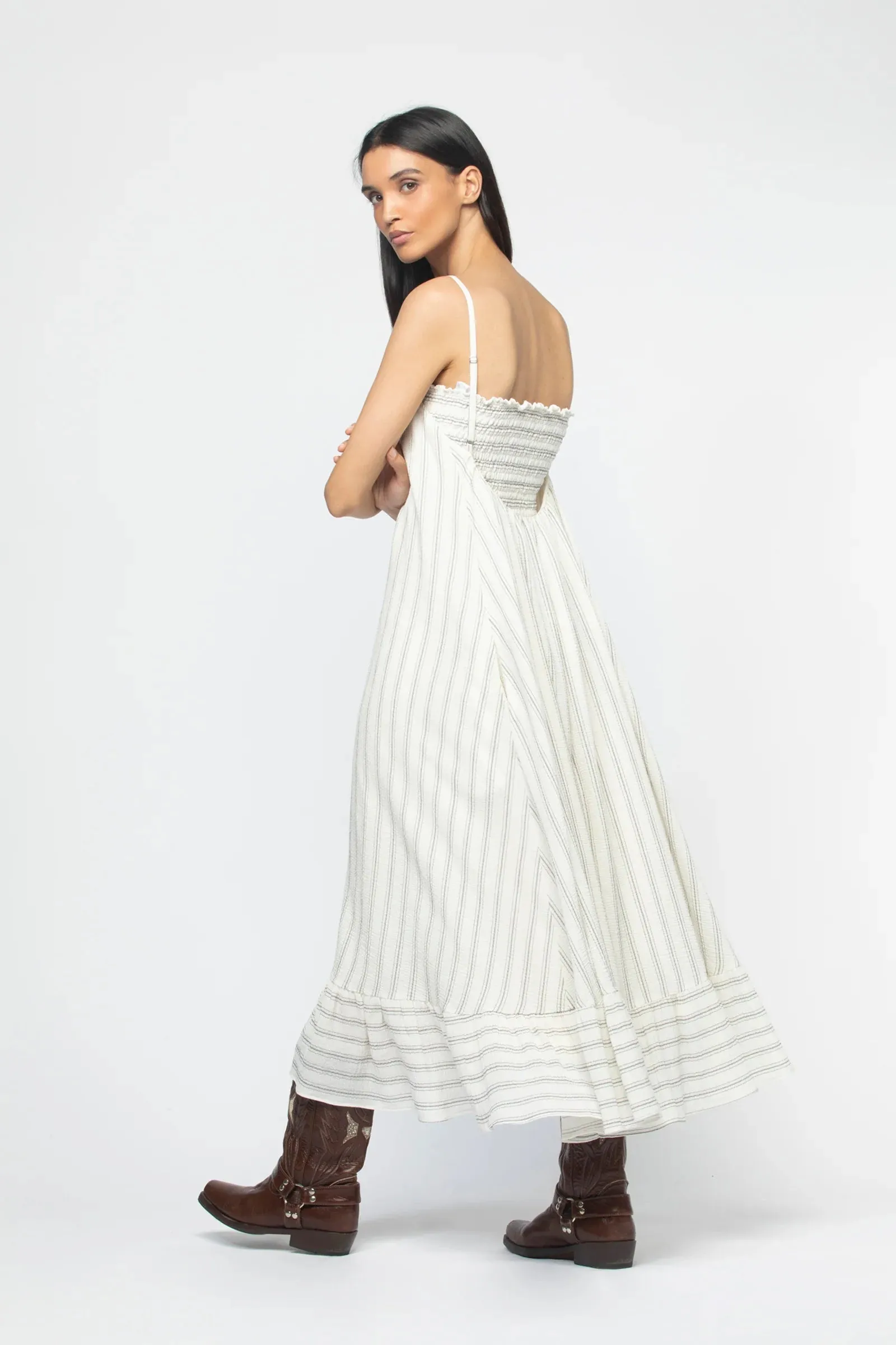 Poona Stripe Maxi Dress in Black and White by Max & Moi