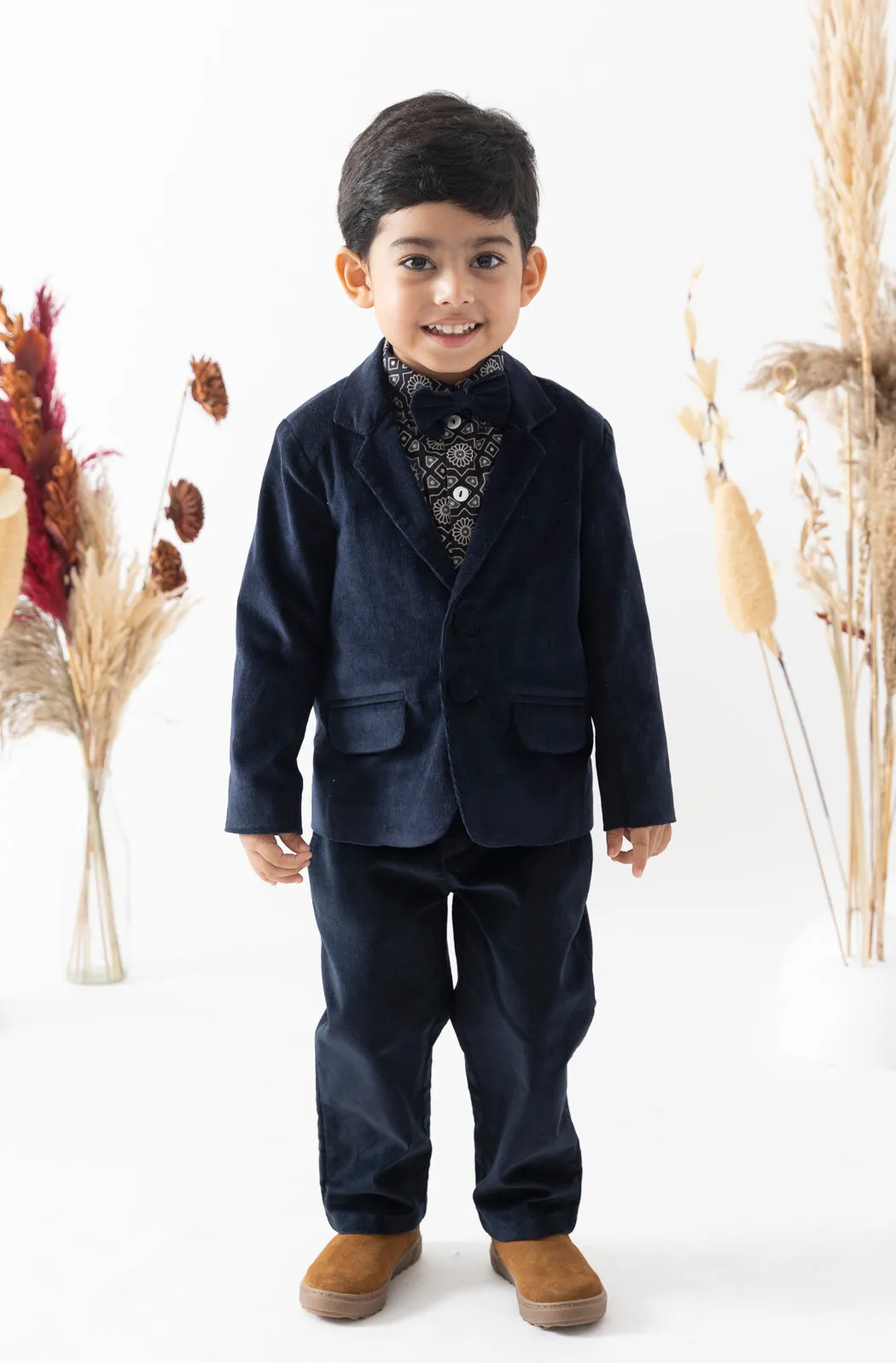 Pre-Order: Boy Santa's Little Star 3 Piece Blazer Set - Navy Blue
