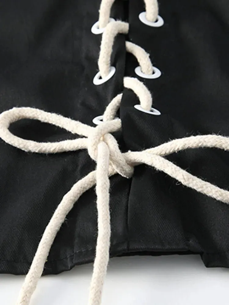 Pre Order:  Lace-Up Single-Breasted Loose Jacket
