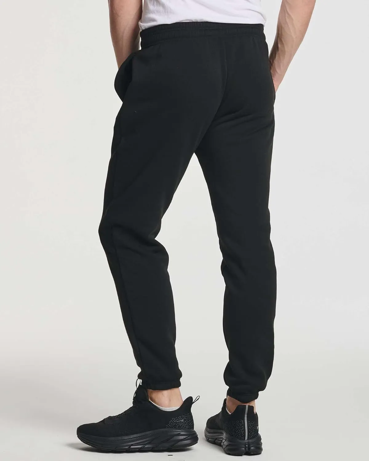 Real Essentials 3 Pack: Men's Fleece Elastic Bottom Jogger Sweatpants with Pockets (Available in Big & Tall)