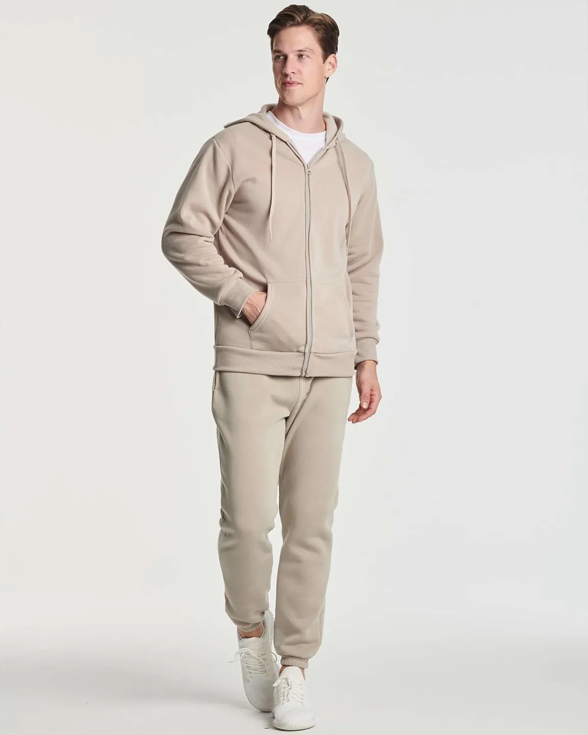 Real Essentials 3 Pack: Men's Fleece Elastic Bottom Jogger Sweatpants with Pockets (Available in Big & Tall)