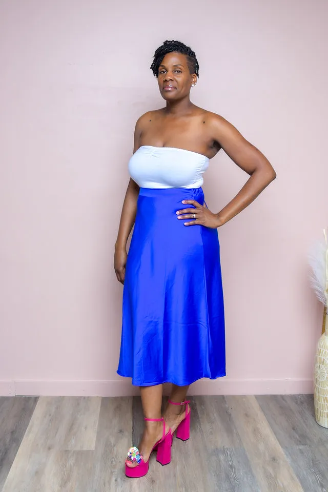 Royal Satin A-Line Midi Skirt
