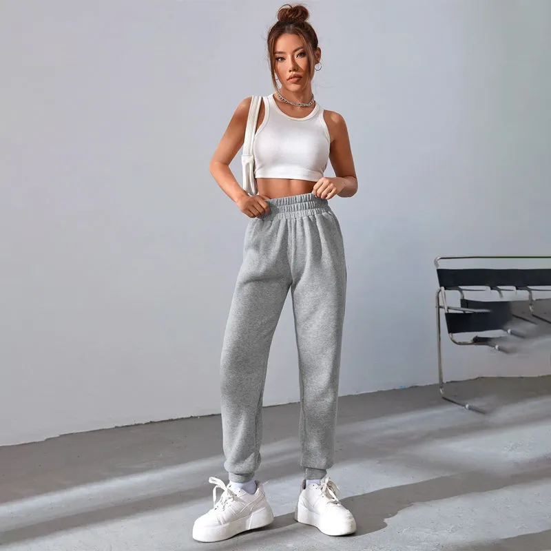 Solid Elastic Comfortable Waist Sweatpants