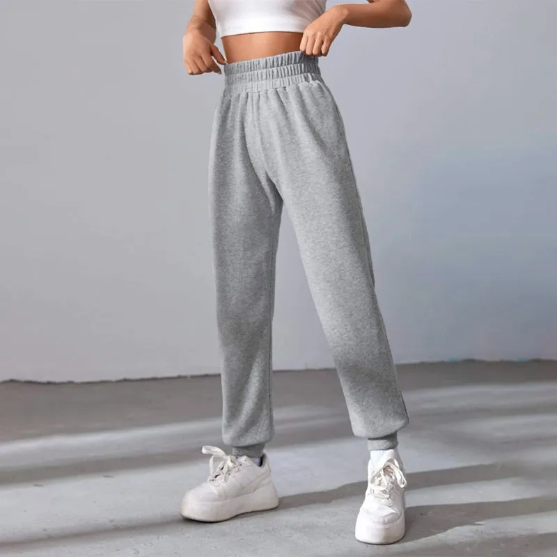 Solid Elastic Comfortable Waist Sweatpants