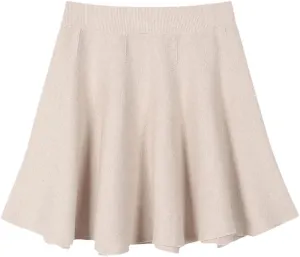 Spring Winter Solid Knitted Mini Skirt for Women Elastic High Waist A Line Pleated Thick Short Skirt