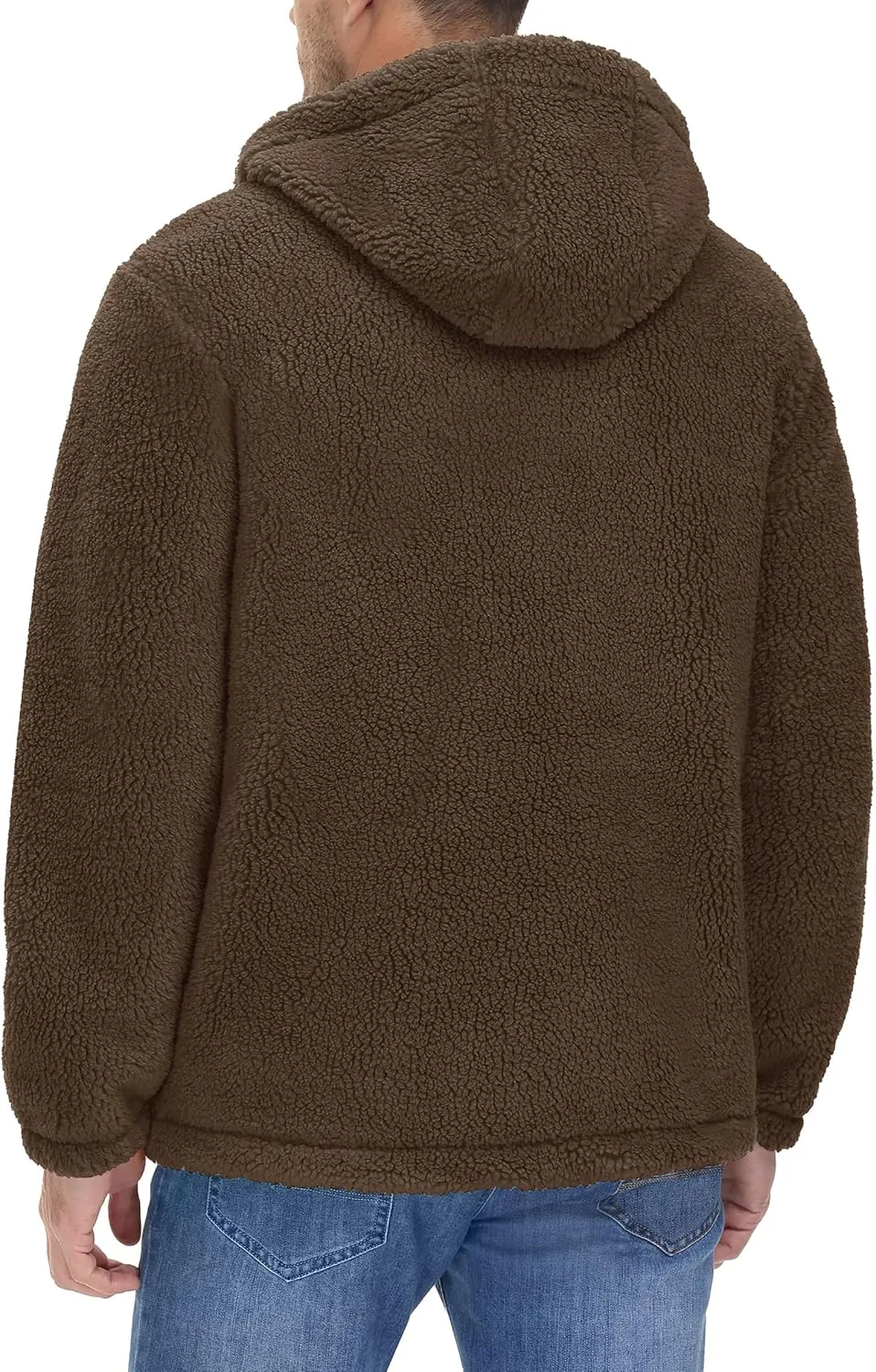 TACVASEN Men's Fuzzy Sherpa Jacket Fleece Lined Zip Up Hoodies Winter Thermal Work Casual Warm Jackets Plain Coats