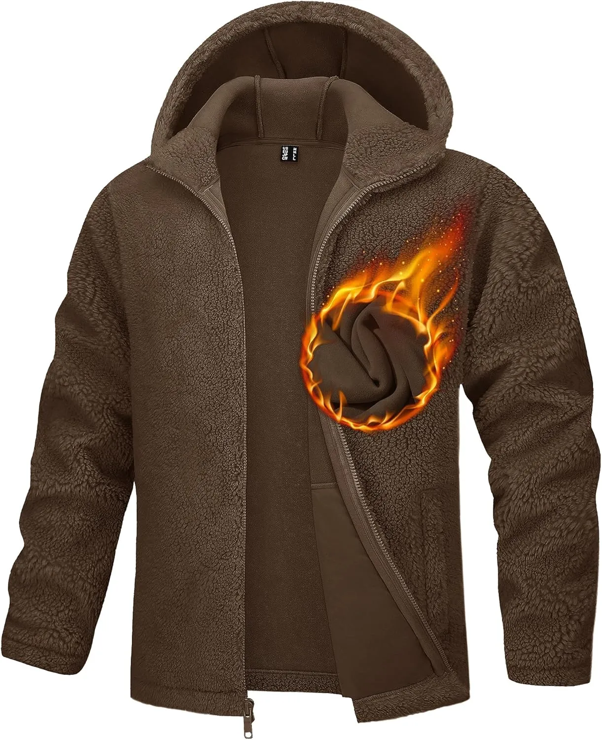TACVASEN Men's Fuzzy Sherpa Jacket Fleece Lined Zip Up Hoodies Winter Thermal Work Casual Warm Jackets Plain Coats