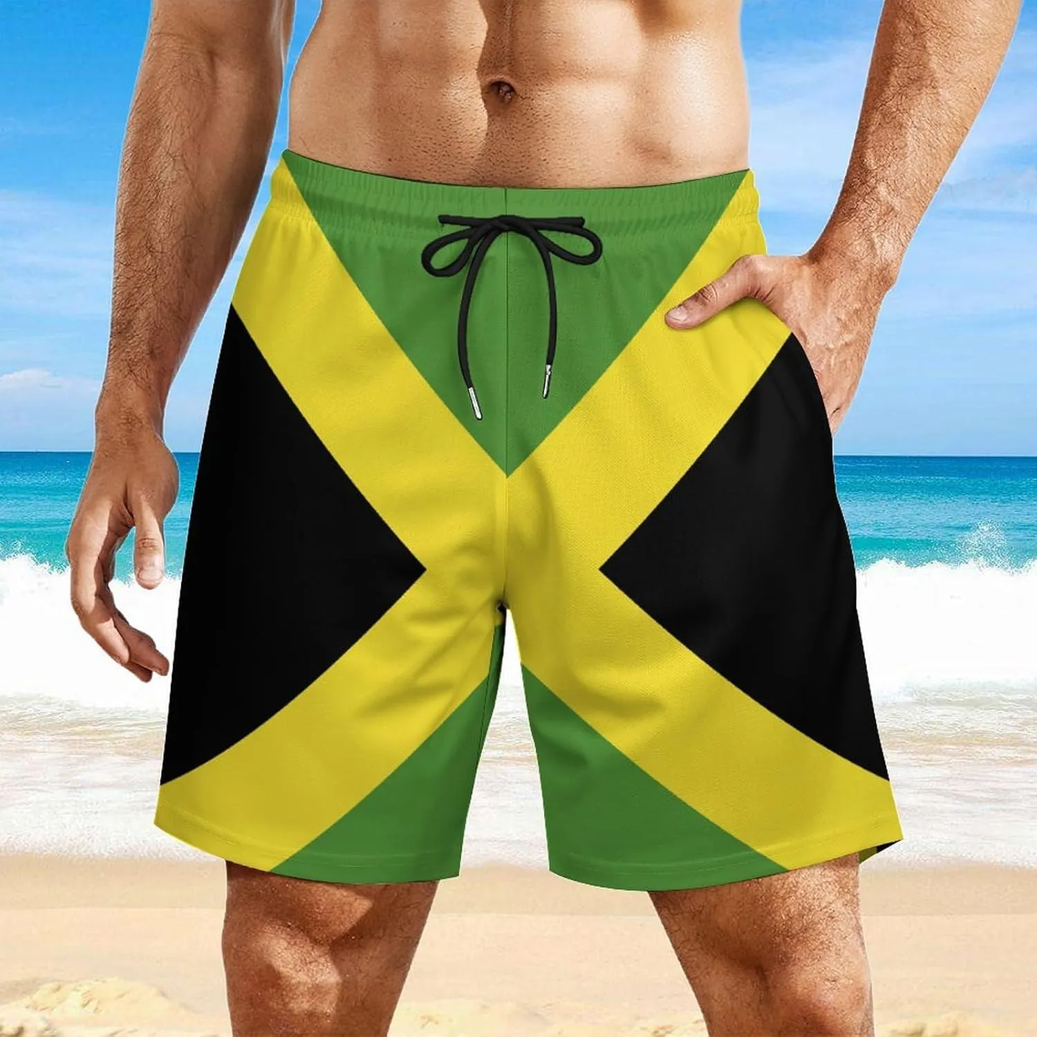 TAIZIYEAH Men's Beach Shorts Sports Beach Pants Swimwear Bathing Suits Board Shorts with Pocket Comfortable