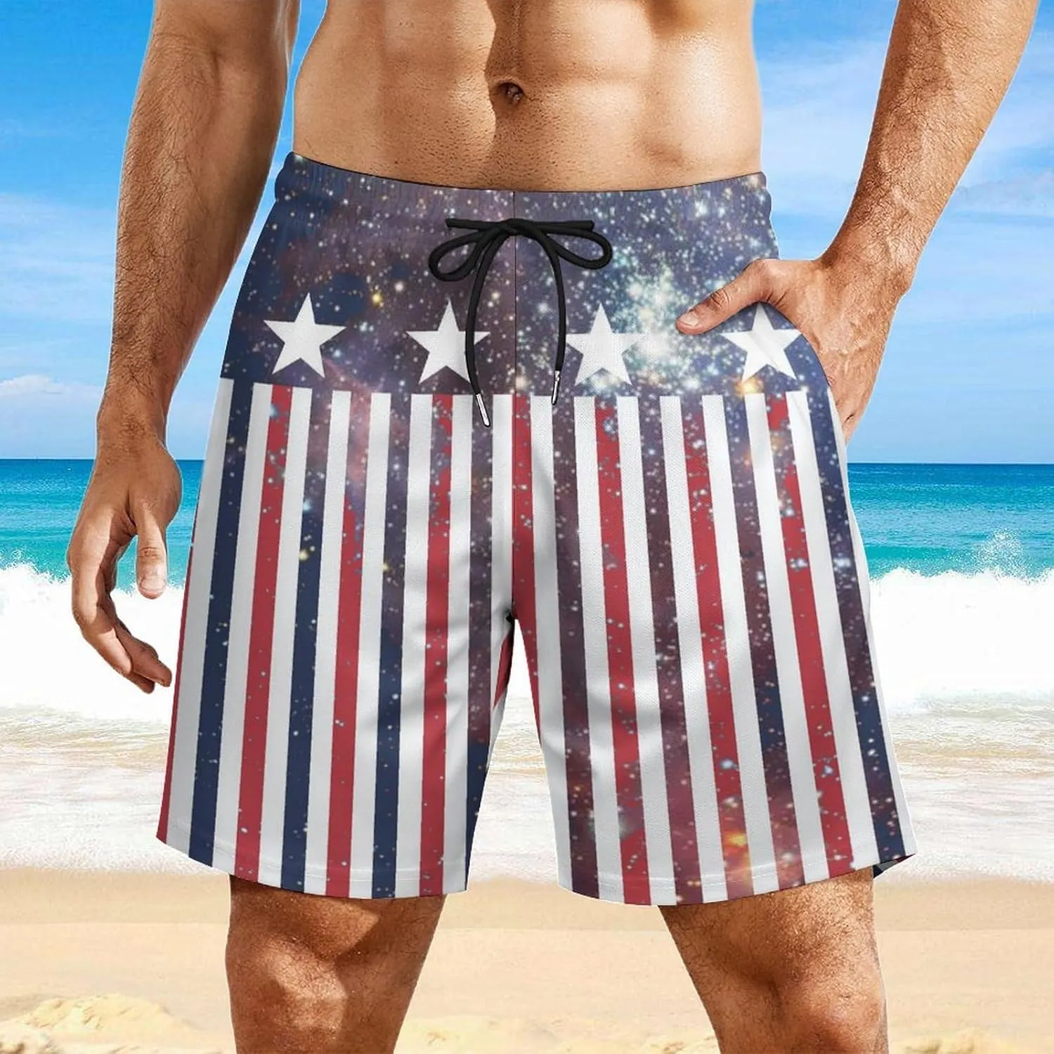 TAIZIYEAH Men's Beach Shorts Sports Beach Pants Swimwear Bathing Suits Board Shorts with Pocket Comfortable