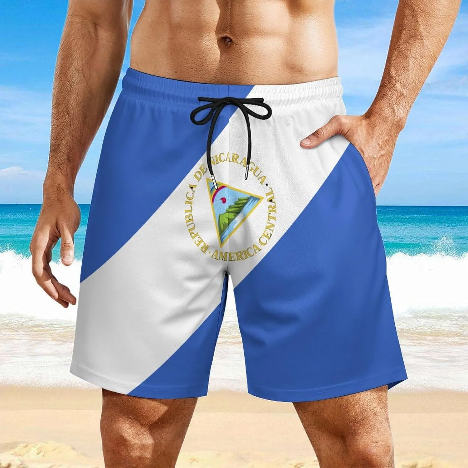 TAIZIYEAH Men's Beach Shorts Sports Beach Pants Swimwear Bathing Suits Board Shorts with Pocket Comfortable