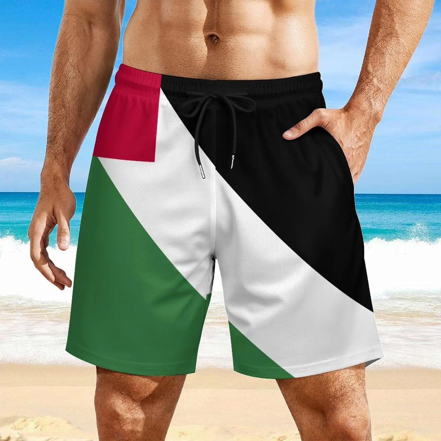TAIZIYEAH Men's Beach Shorts Sports Beach Pants Swimwear Bathing Suits Board Shorts with Pocket Comfortable