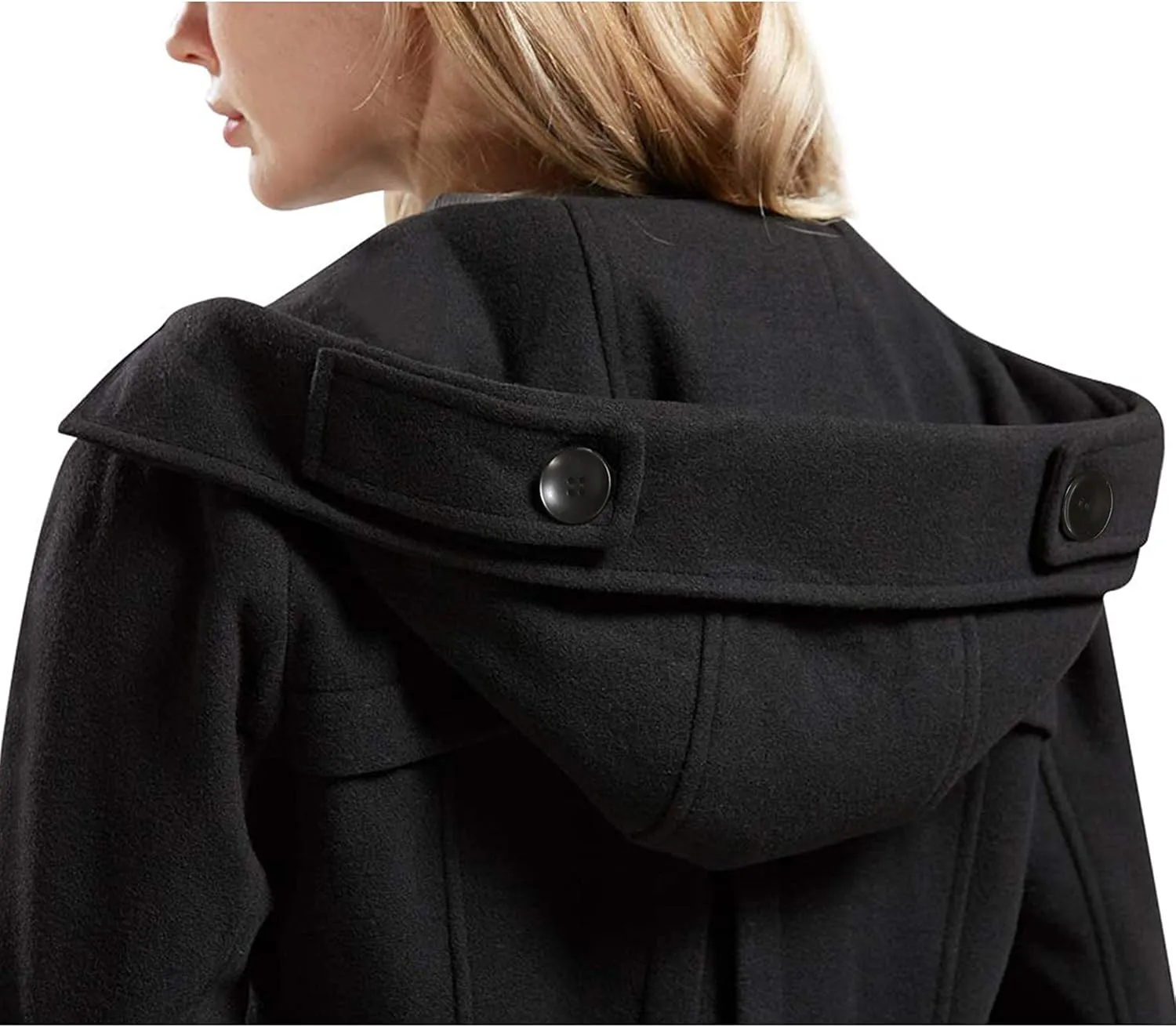 Tanming Women's Warm Double Breasted Wool Pea Coat Trench Coat Jacket with Hood