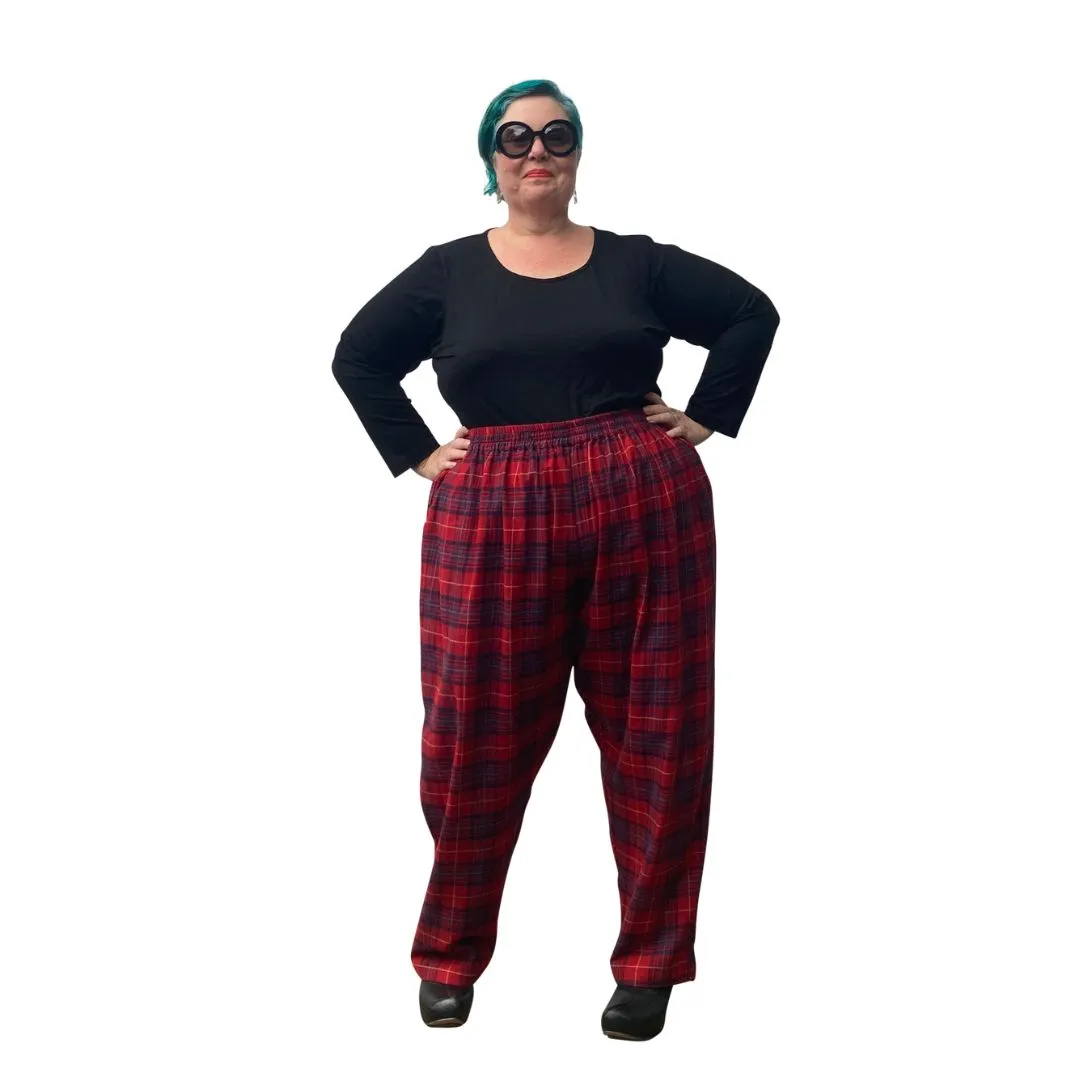 The Culloden Trousers - Red Flannelette Plus Size Loungewear