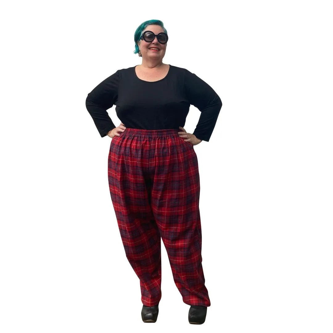 The Culloden Trousers - Red Flannelette Plus Size Loungewear