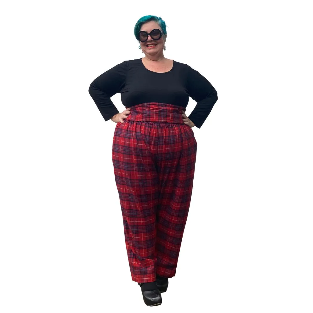 The Culloden Trousers - Red Flannelette Plus Size Loungewear