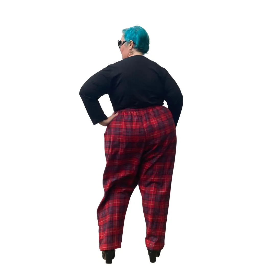 The Culloden Trousers - Red Flannelette Plus Size Loungewear