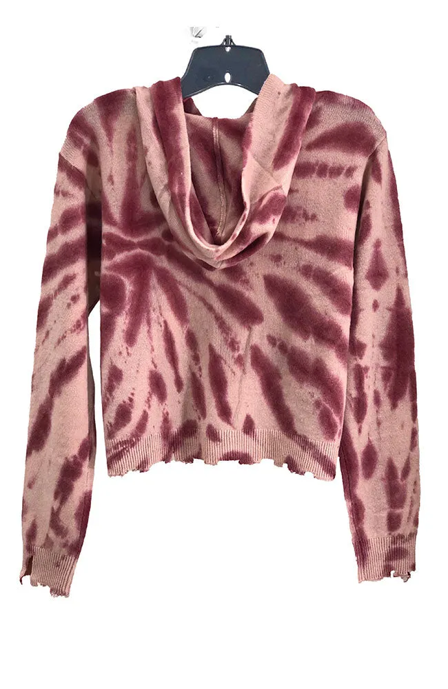 Tie Dye Distressed Hoodie in Cameo Multi