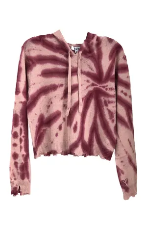 Tie Dye Distressed Hoodie in Cameo Multi