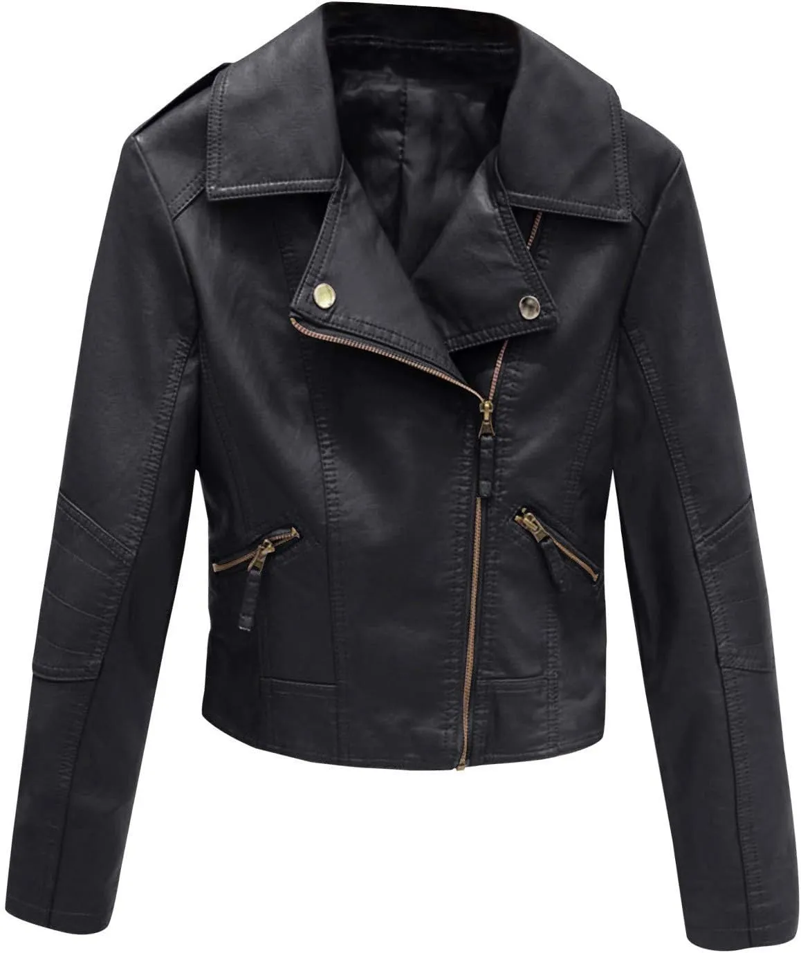 tuduoms Winter Jackets for Teen Girls Fashion Pu Leather Motorcycle Jacket Lapel Zipper Slim Bomber Coat Winter Warm Outwear