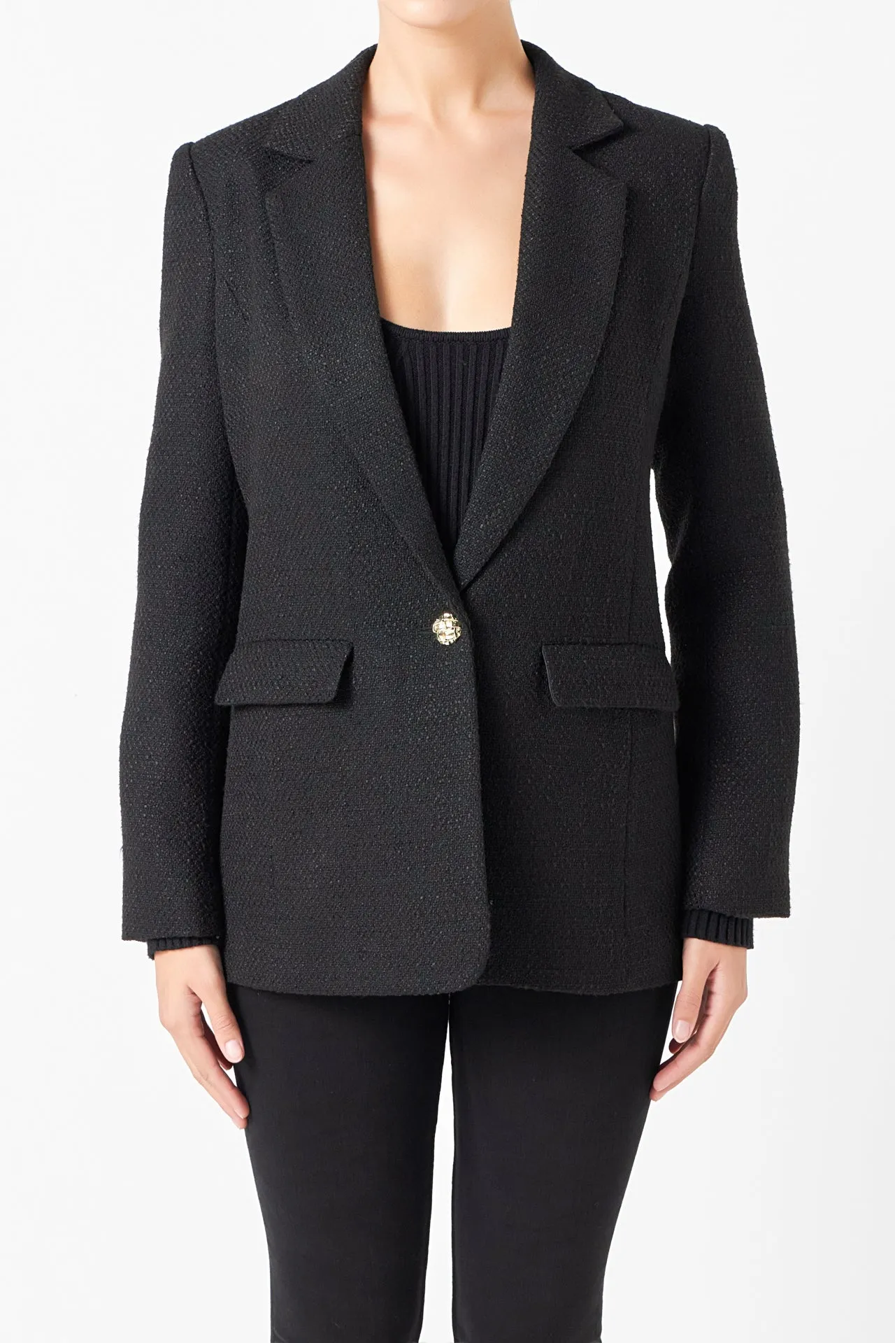 Tweed Single Breast Blazer