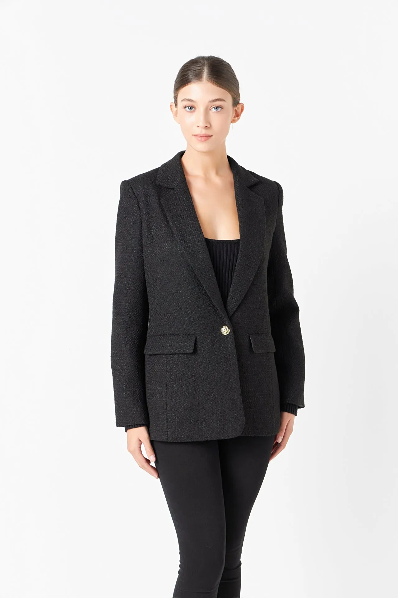 Tweed Single Breast Blazer