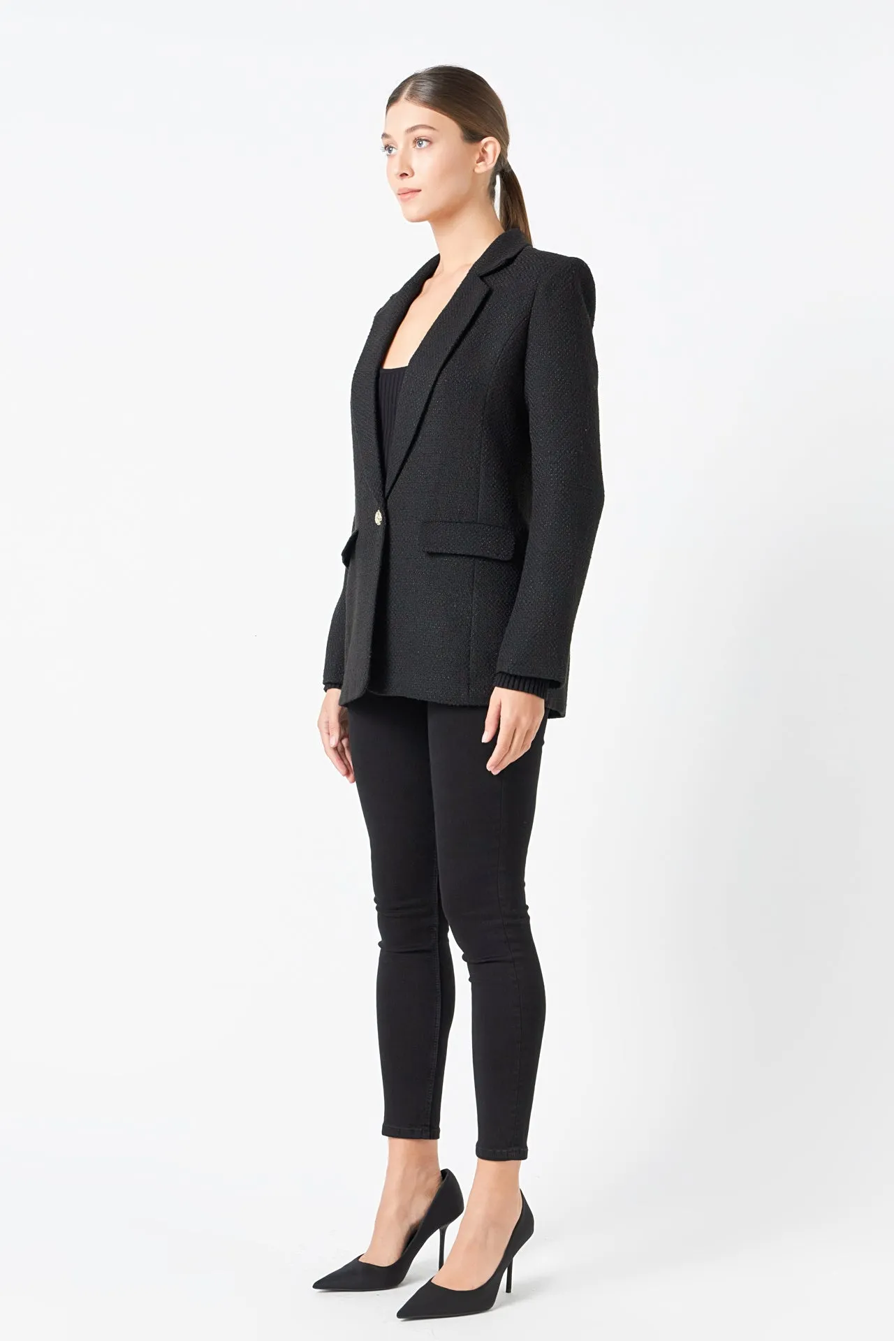 Tweed Single Breast Blazer