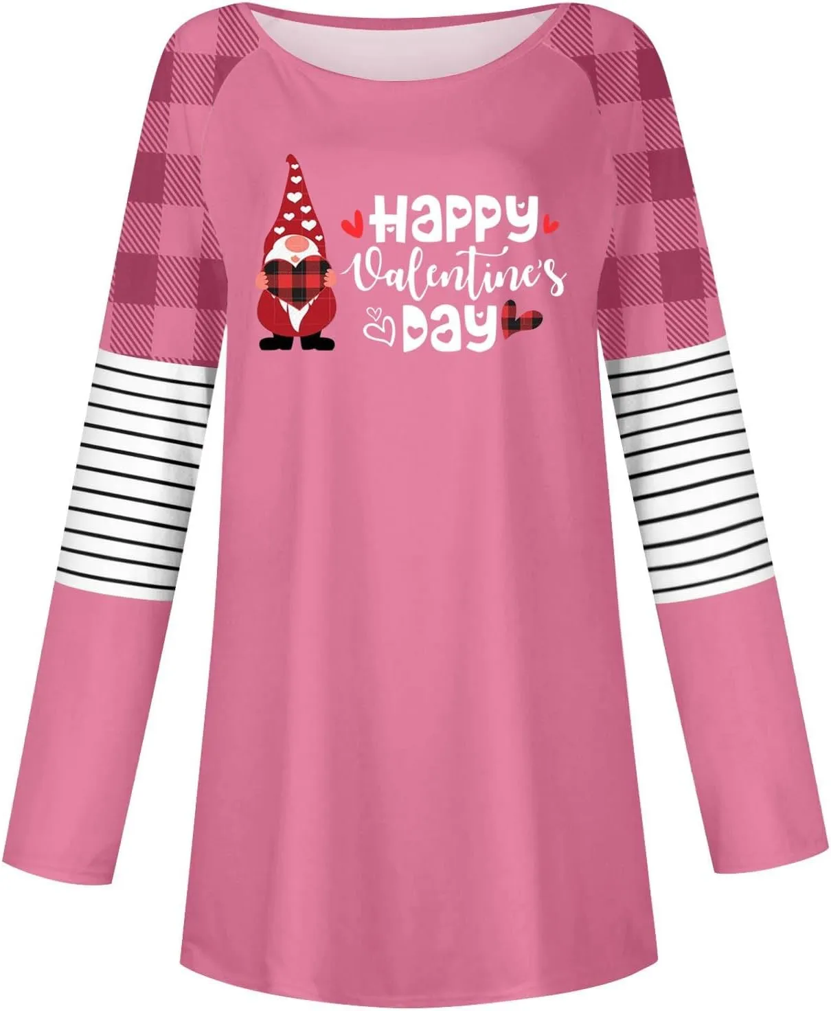 Valentines Day Tshirts Women Long Sleeve Crewneck Loose Fit Heart Tops Soft Comfy Holiday Graphic Tees