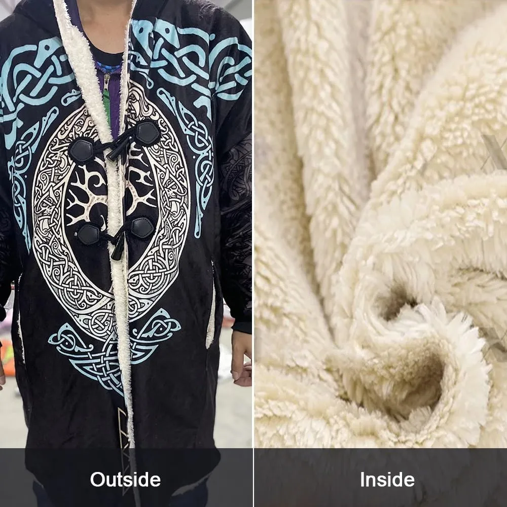Viking Cloak For Men Thick Hooded Jacket Vintage Hooded Cloak For Men Warm Cloak Hoodies Flannel Hooded Jackets
