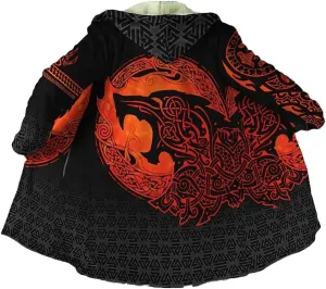 Viking Cloak For Men Thick Hooded Jacket Vintage Hooded Cloak For Men Warm Cloak Hoodies Flannel Hooded Jackets