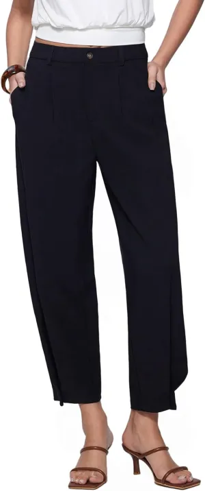 Vinova Womens Barrel Pants Stretchy High Waisted Wide Leg Work Pants Business Casual Outfits 2025
