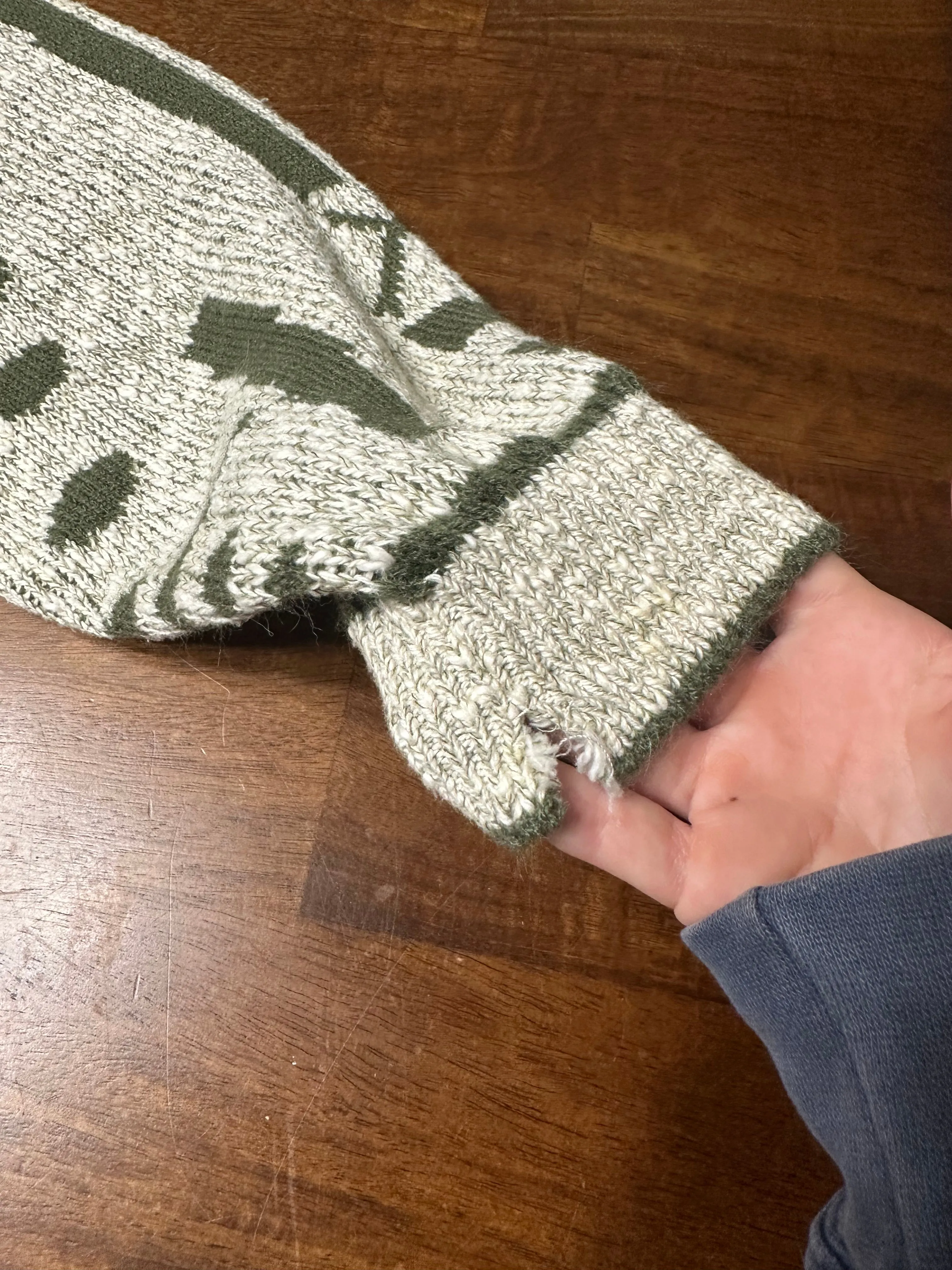 Vintage 80s Olive Green Abstract Patterned Cardigan Sweater (~M)
