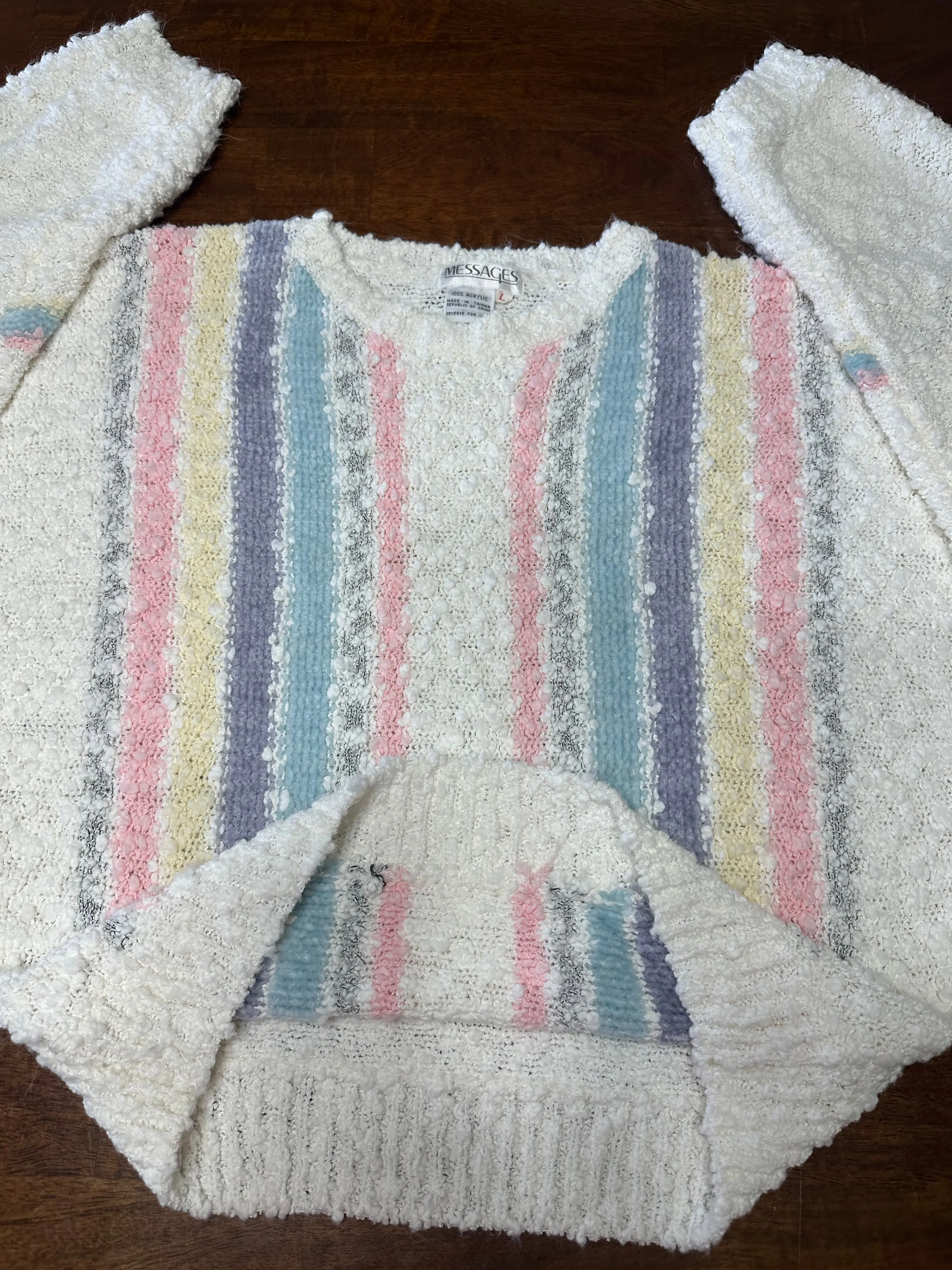 Vintage 80s Striped Pastel Textured Sweater (~M)