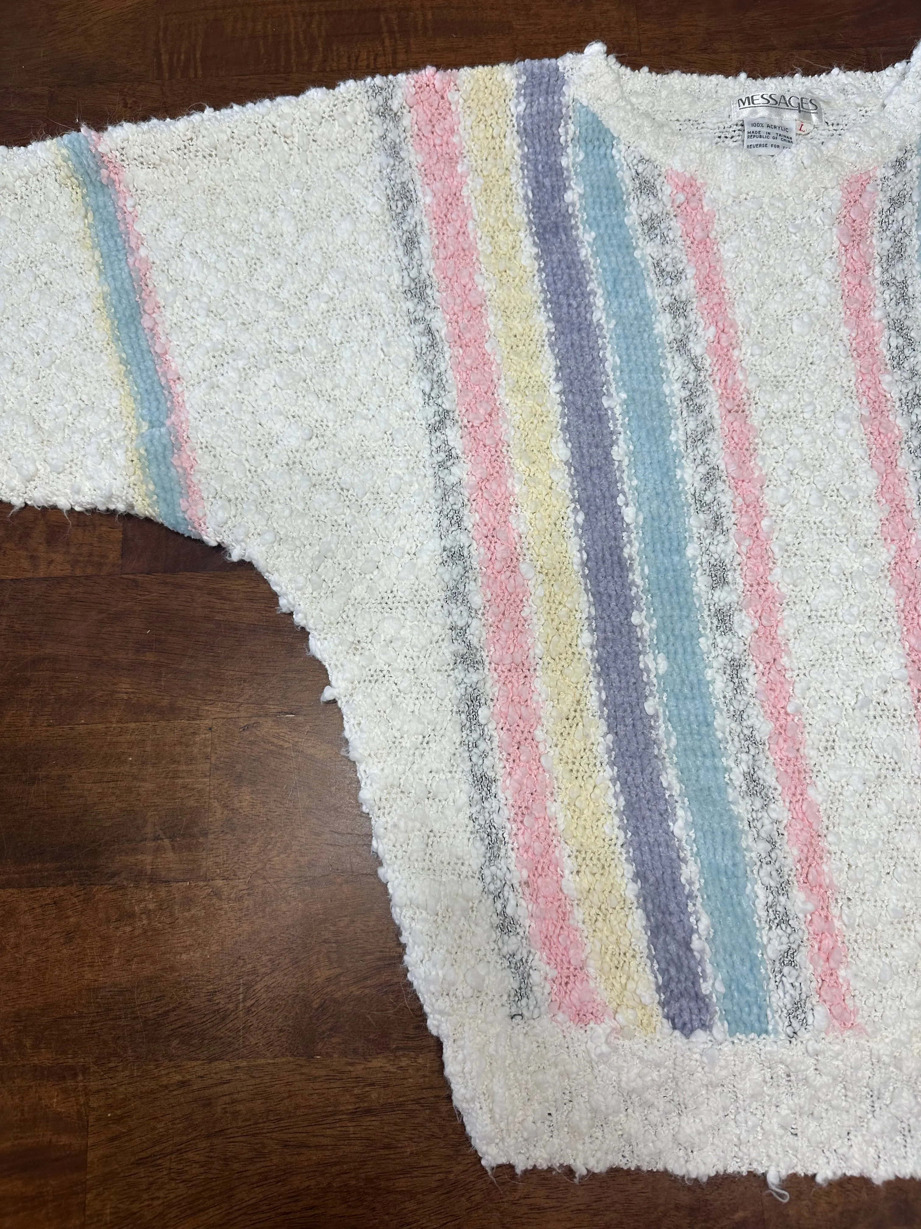 Vintage 80s Striped Pastel Textured Sweater (~M)