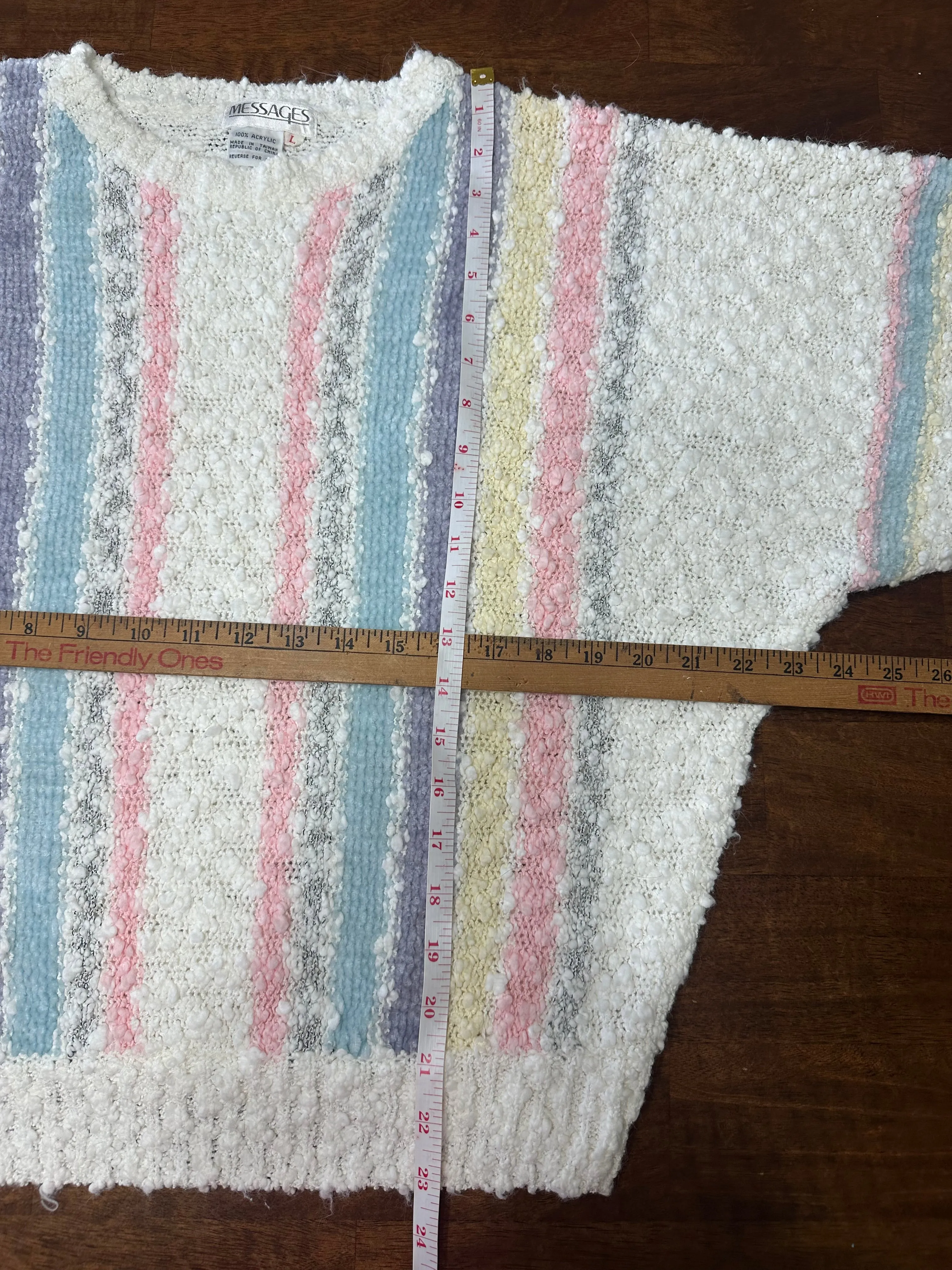 Vintage 80s Striped Pastel Textured Sweater (~M)