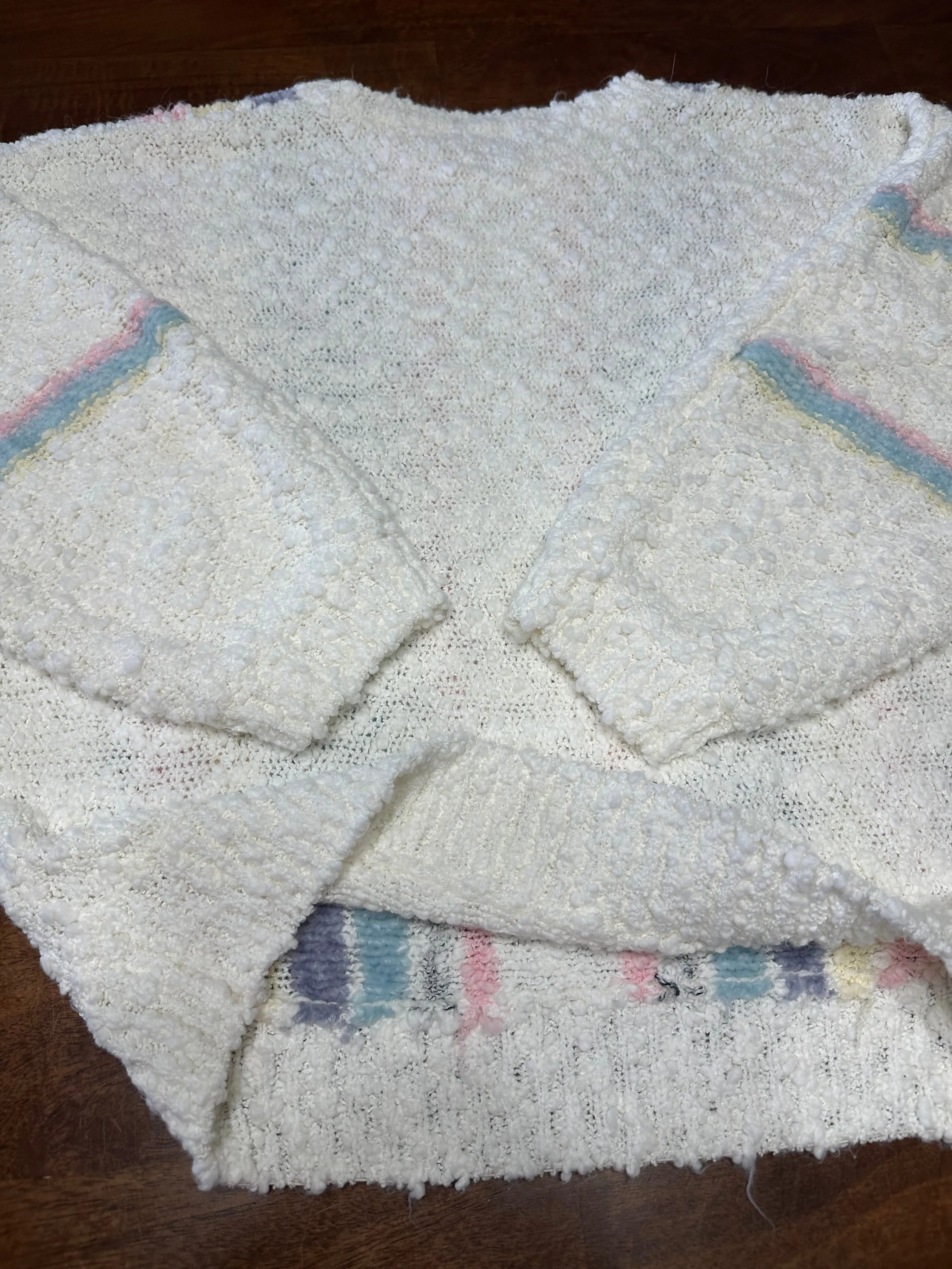 Vintage 80s Striped Pastel Textured Sweater (~M)