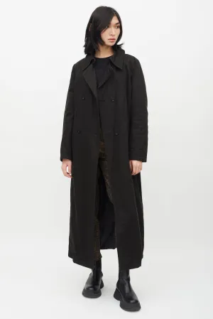 Vintage Black Zucca Monogram Double Breasted Coat