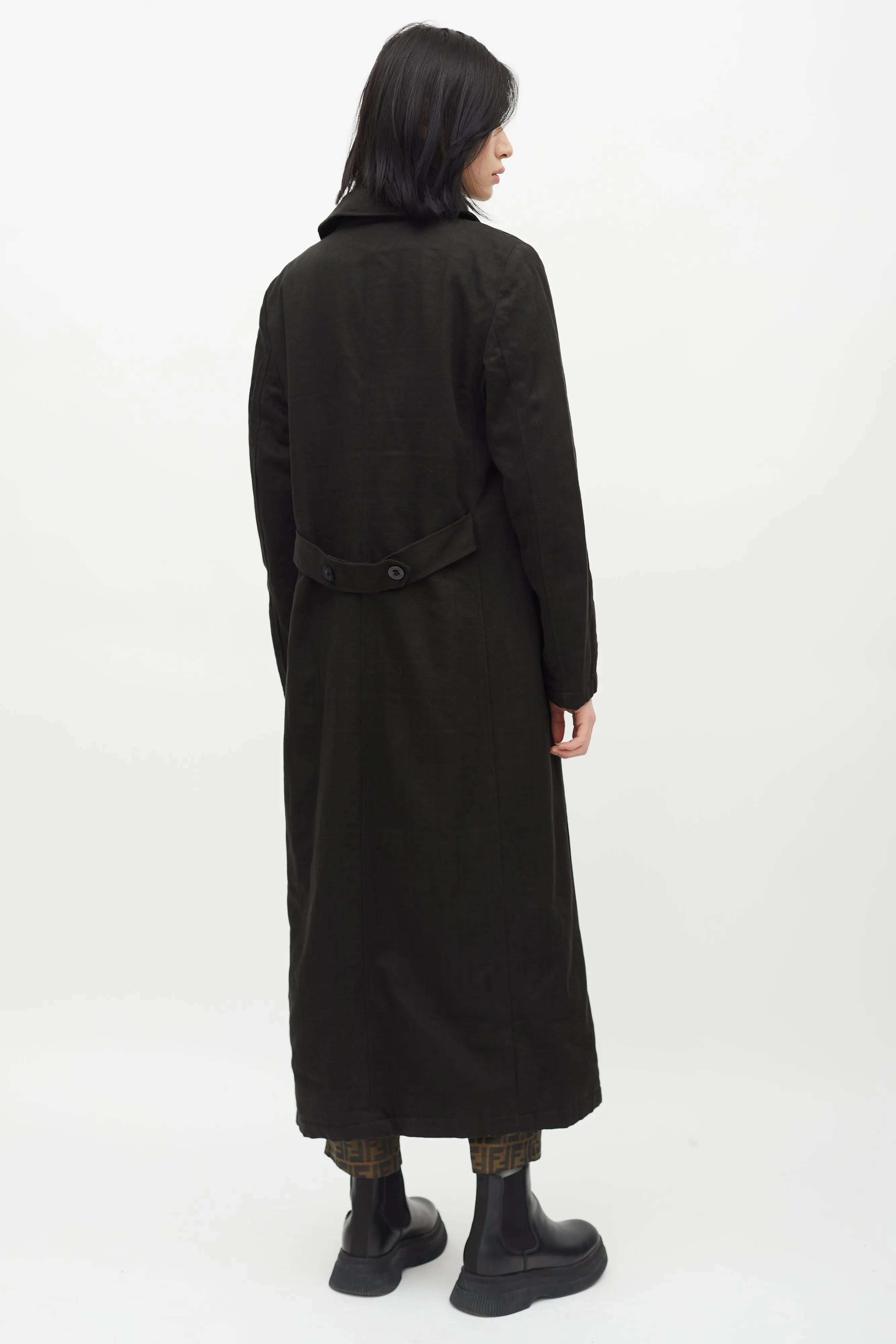 Vintage Black Zucca Monogram Double Breasted Coat